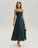 Green Jacquard A-Line Slip Maxi Dress - Image 4