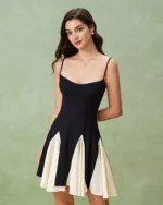 Black Contrast Slip Mini Dress