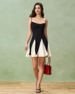 Black Contrast Slip Mini Dress - Image 3