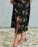 The Black V Neck Floral Short Sleeve Maxi Dress - Image 3