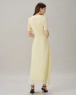 Yellow V Neck Tie Tunic Maxi Dress - Image 10